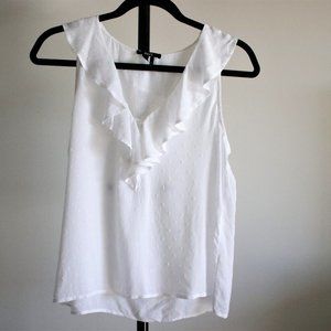 Paige White Dotted Sleeveless Ruffle Top Size S